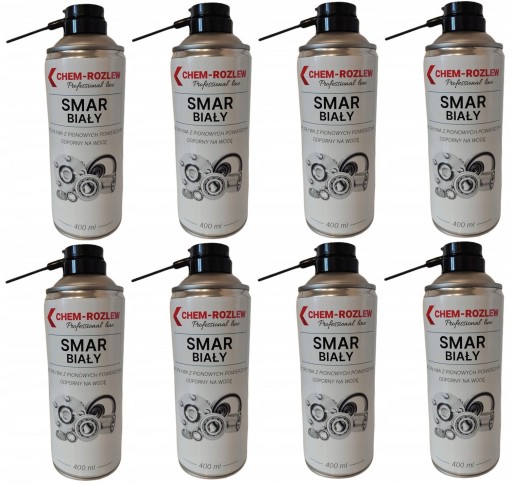 CHEM-ROZLEW BIAŁY SMAR WIELOZADANIOWY ZMNIEJSZA TARCIE 400ml SPRAY 8 SZTUK