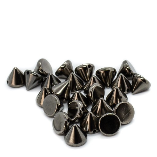 Ćwieki kolce ciemna stal stożek ozdobny z dziurkami 8x6mm 25szt