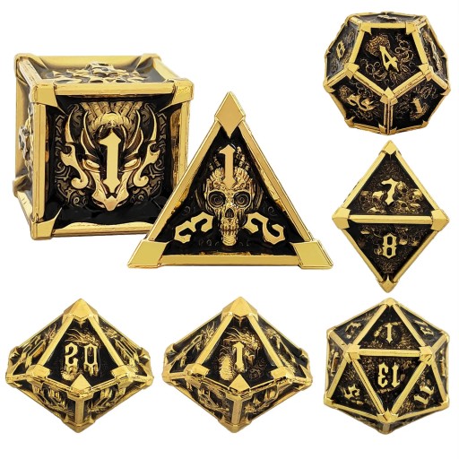 RELIKWIE PRADAWNYCH ZESTAW 7 METALOWYCH KOŚCI RPG