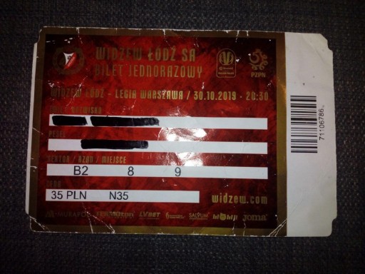 Bilet Widzew Łódź - Legia Warszawa 30.10.2019