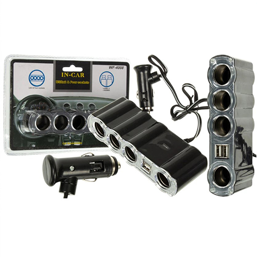 ROZGAŁĘZIACZ ROZDRZIELACZ ZAPALNICZKI 4X + 2x USB