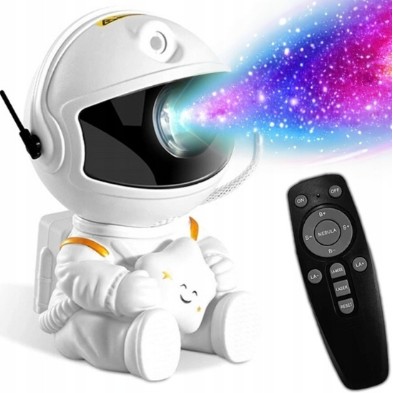 LAMPKA NOCNA LED PROJEKTOR RZUTNIK GWIAZD NIEBA ASTRONAUTA DLA DZIECI PILOT