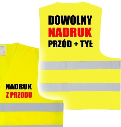 KAMIZELKA ODBLASKOWA Z NADRUKIEM PRZÓD + TYŁ BHP