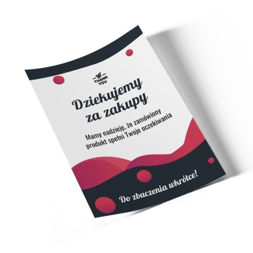 Kartki z podziękowaniem za zakupy sztywne 100 szt