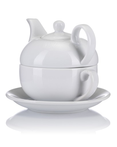 BASIC DZBANEK Z FILIŻANKĄ TEA FOR ONE BIAŁY 350ML