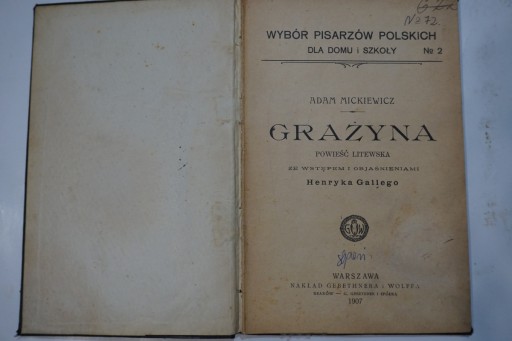 GRAŻYNA POWIEŚĆ LITEWSKA ADAM MICKIEWICZ GALLEGO