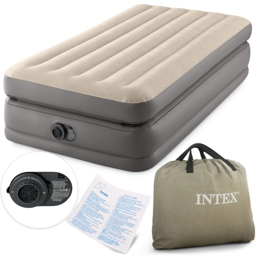 MATERAC WELUROWY ŁÓŻKO 1-os Z POMPKĄ INTEX 64162