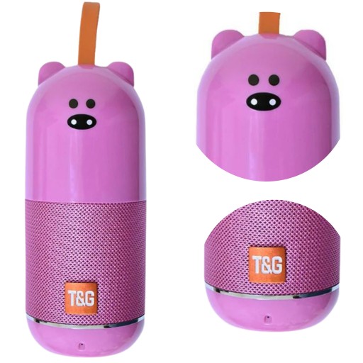 Różowy Głośnik Bluetooth Bezprzewodowy Radio FM AUX Czytnik Kart SD TG502