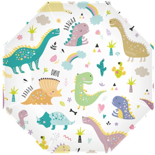 Talerzyki papierowe w DINOZAURY zastawa stołowa na urodziny 23cm 6szt