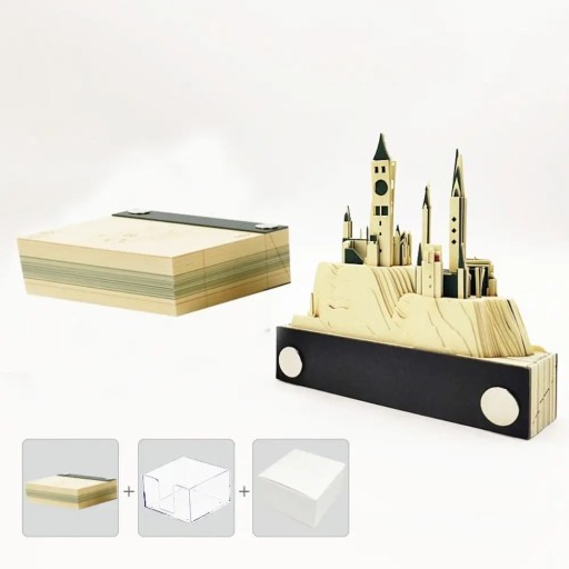2024 Mini Desktop Calendar With Sticky Notes 3D Paper Carving Calendar 3D