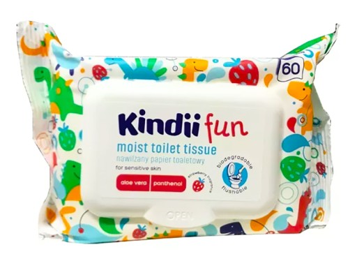 KINDII FUN zapachowy Papier NAWILŻANY MOKRE CHUSTECZKI opakowanie 60 sztuk