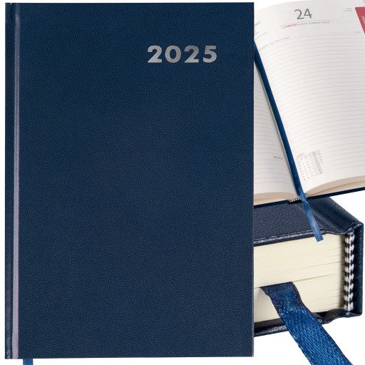 KALENDARZ DZIENNY A5 TERMINARZ 2025 KSIĄŻKOWY NOTES PLANER GRANATOWY