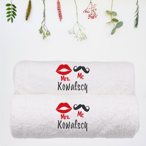 KOMPLET RĘCZNIKÓW NA ŚLUB ROCZNICĘ 2X70/140CM HAFT
