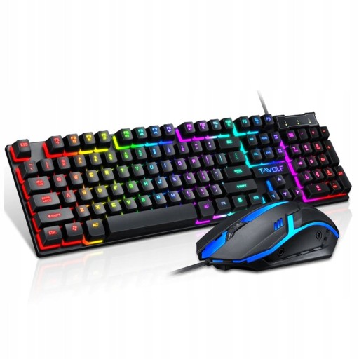 Klawiatura i mysz T-WOLF TF200 PODŚWIETLANA LED