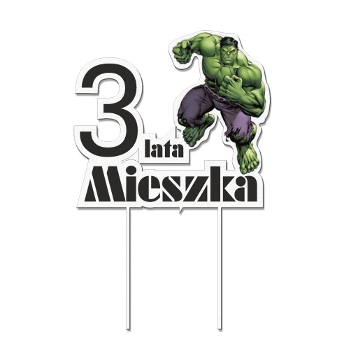 Topper na tort - urodziny + imię Hulk
