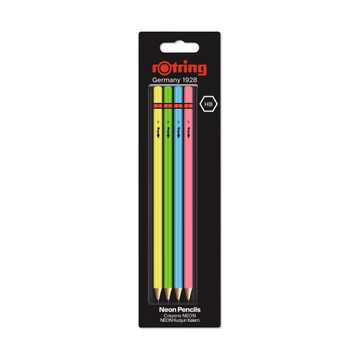 Ołówek Rotring Neon , ołówki HB 4 sztuki w neonowym wykończeniu