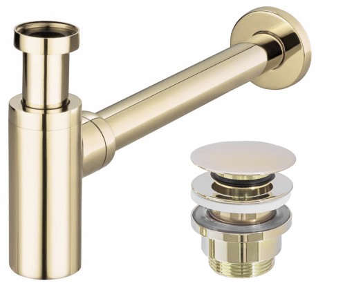 OUTLET Syfon Umywalkowy +korek Klik-Klak Uniwersalny Gold