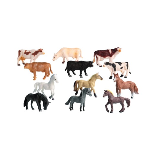 12Pcs Pasture Animal Figures Toy Collections Interactive Valentines Day