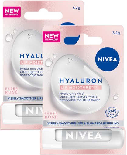 NIVEA 2x balsam do ust HYALURON Moisture Sheer Rose Zestaw
