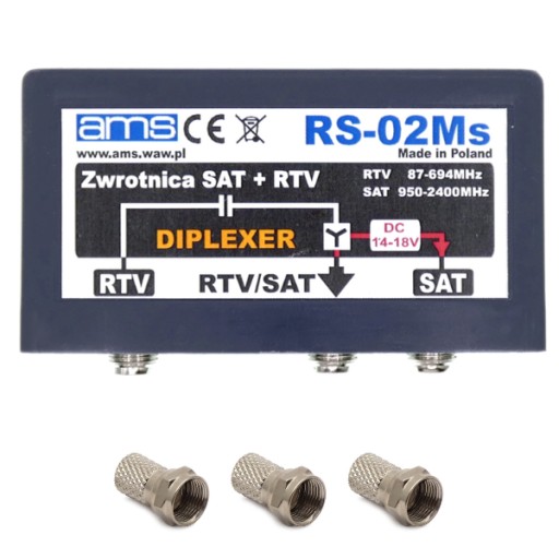 Rozgałęźnik SUMATOR TV / SAT RS-02Ms AMS + ZŁ