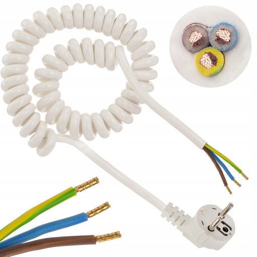 Przewód kabel spiralny z wtyczką OMY 3x1,5 2,2m