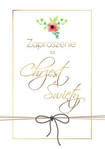 ZAPROSZENIE CHRZEST ŚWIĘTY Chrzciny Złota obwódka