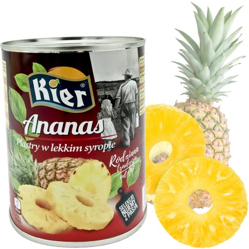 Ananas PLASTRY w LEKKIM syropie 565g KIER