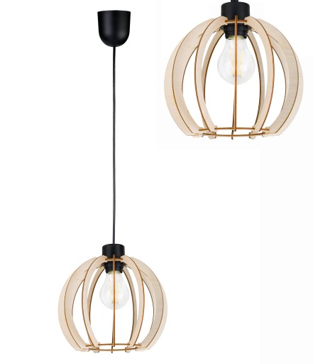 LAMPA WISZĄCA ZWIS żyrandol sufitowa KULA Drewno 1