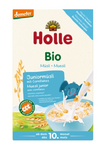 MUSLI JUNIOR Z PŁATKAMI KUKURYDZIANYMI BEZ DODATKU CUKRÓW OD 10 MIESIĄCA DE