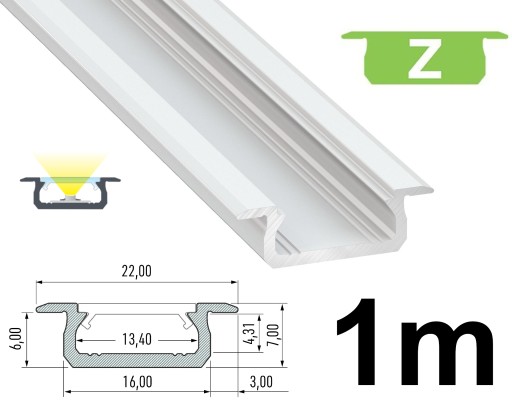 PROFIL ALUMINIOWY DO TAŚM LED 1M TYPU Z BIAŁY