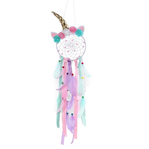 s-DREAMCATCHER ŁAPACZ SNÓW LED WISZĄCE PIÓRA 74CM