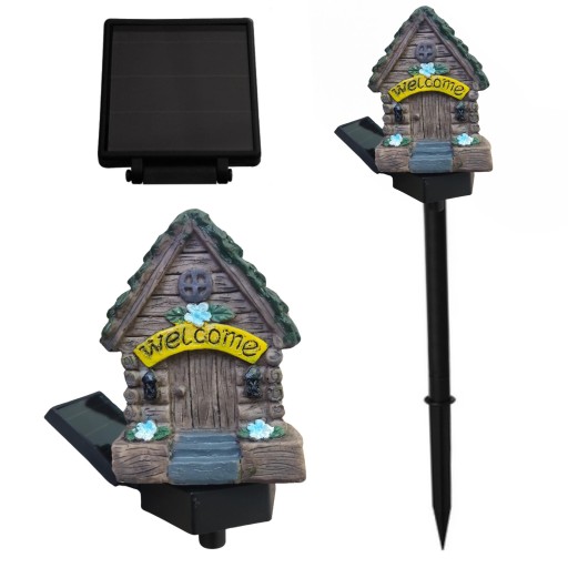 LAMPA LED SOLARNA DOM DOMEK WELCOME OZDOBA OGRODOWA DO OGRODU DEKORACJA
