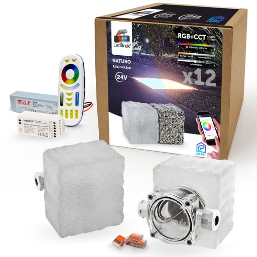 12x LedBruk Świecąca Kostka Brukowa Naturo RGB+CCT