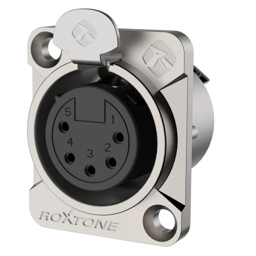 ZŁĄCZE GNIAZDO PANELOWE XLR 5 PINOWE ROXTONE RX5FD-NT NIKLOWANE SREBRNE