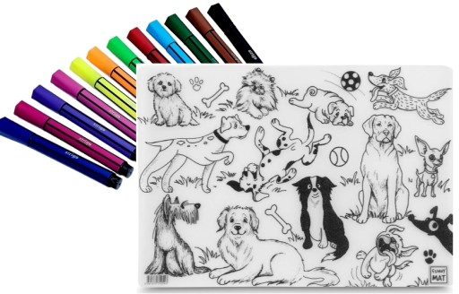 Transparentna mata wodoodporna do kolorowania PSY + flamastry