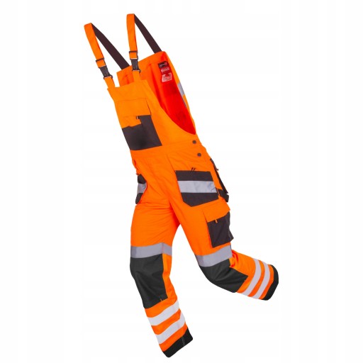 Spodnie robocze BHP ogrodniczki ostrzegawcze R.54
