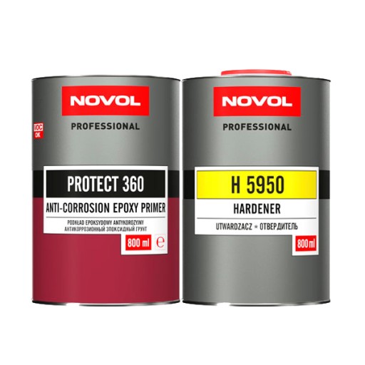 Podkład epoksydowy PROTECT 360 Novol 800ml + utw. 800ml czarny