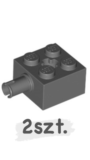 LEGO 2szt Klocek Technic 2x2 z belką pin DBG Ciemny szary 6232 Nowy