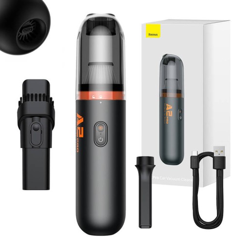 BASEUS BEZPRZEWODOWY ODKURZACZ SAMOCHODOWY 6000PA 80W USB-C SZCZOTKA 2W1