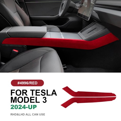 KUNGKIC Włoskie, zamszowe naklejki na boczne wykończenia konsoli środkowej do modelu Tesla