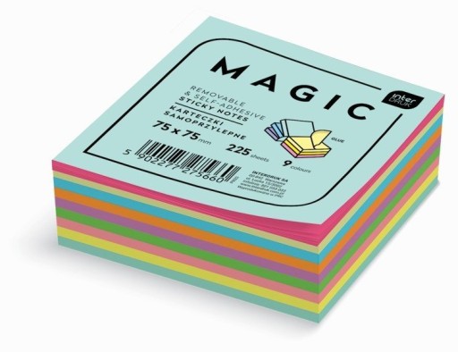 Karteczki samoprzylepne magic cube 225szt 9x75x75