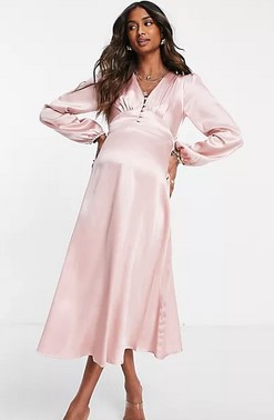 MATERNITY SUKIENKA SATYNOWA MIDI S 534