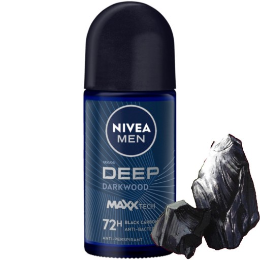 NIVEA MEN ROLL ON DEEP BLACK CARBON DARK WOOD antyperspirant w kulce MĘSKI