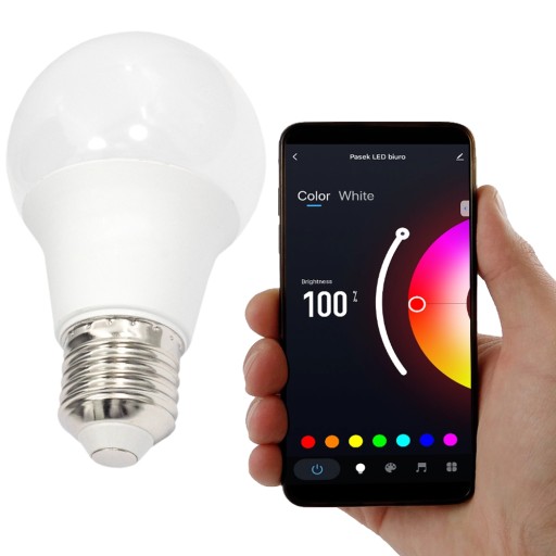 Żarówka LED CLASSIC E27 10W RGB CCT 850lm Wifi tuya duży gwint aplikacja