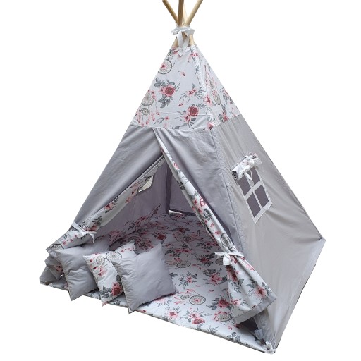 EDISA - Namiot TIPI dla dzieci wigwam+ 3 poduszki+ mata 120X120 CE