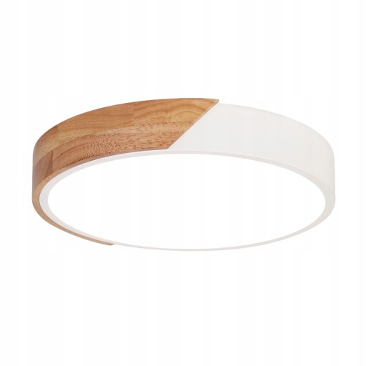 LAMPA SUFITOWA PLAFON LED OKRĄGŁE DREWNO Biały 24W 30cm 6000K