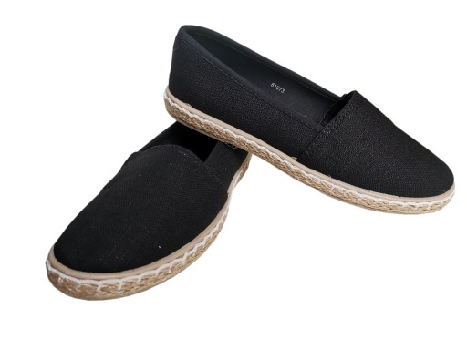 CZARNE GŁADKIE ESPADRYLE DAMSKIE WSUWANE 38