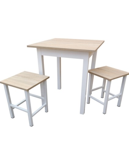 Komplet Stół 70 x 70 + 2x Taboret Loft DĄB SONOMA