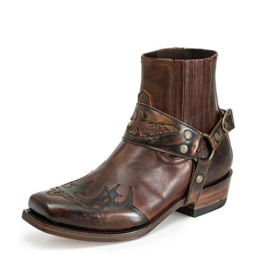 Męskie buty westernowe vintage z haftem