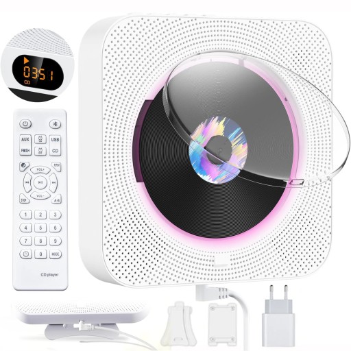 Przenośny Odtwarzacz CD Muzyczny na Biurko z Bluetooth 5.1 FM AUX i USB